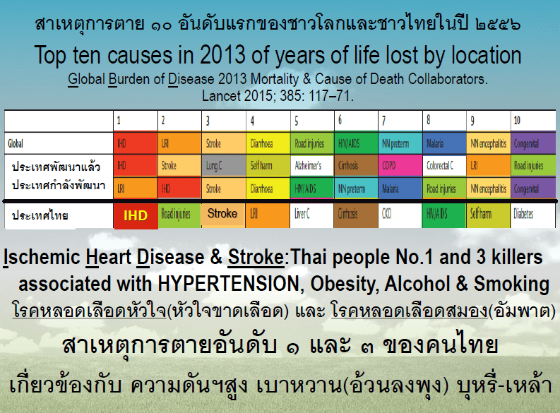 สาเหตุการตาย 10 อันดับแรกของชาวโลกและชาวไทยในปี 2556