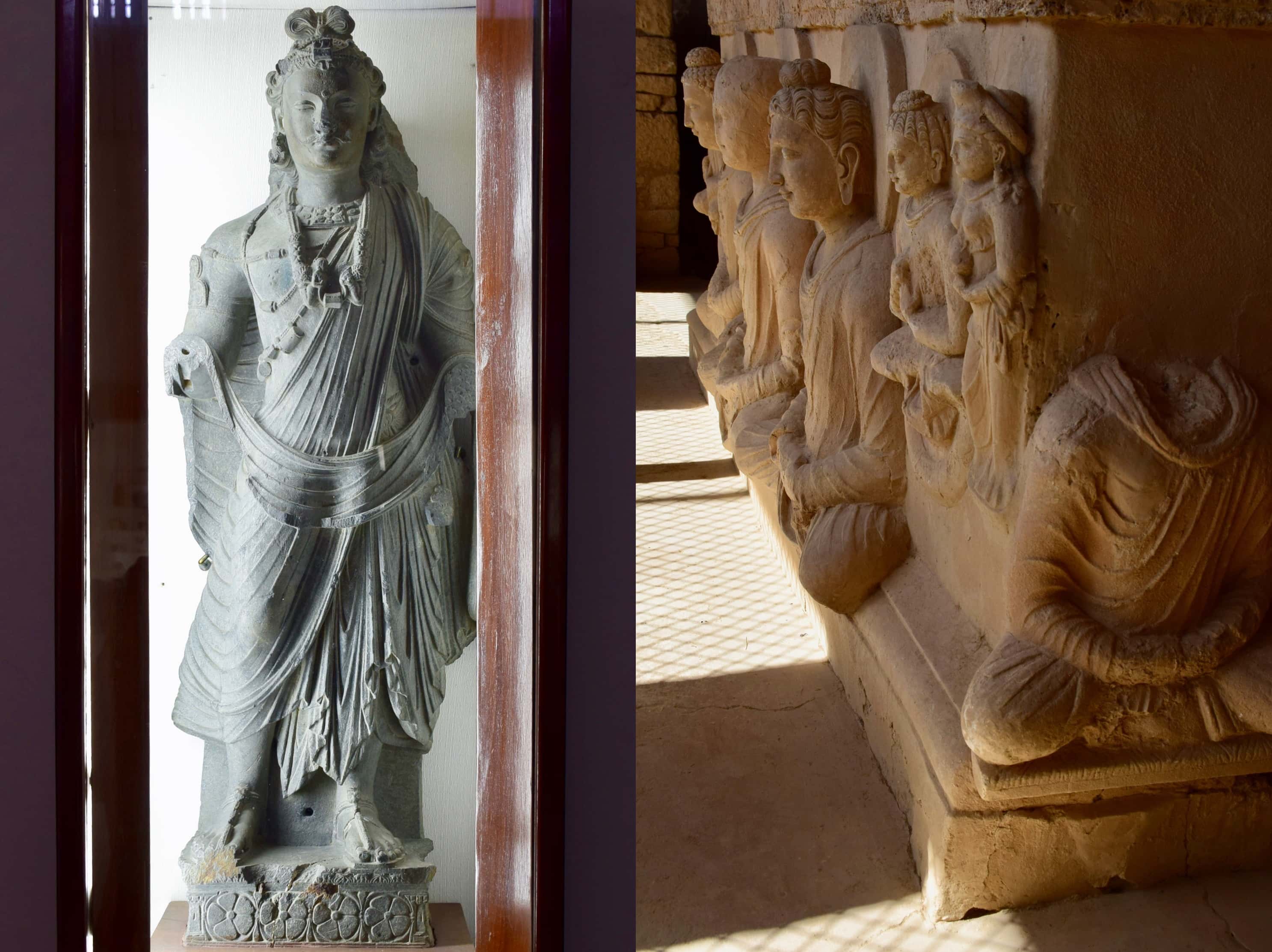 ประติมากรรมพระศรีอาริยเมตไตรย ที่พิพิธภัณฑ์ตักสิลา  ฐานสถูป ที่วัดจูเลี่ยน ปัญจาบ