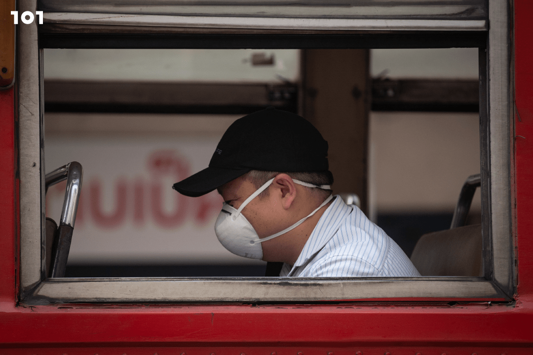 ฝุ่น PM 2.5 รถเมล์ คนใส่หน้ากาก กรุงเทพ