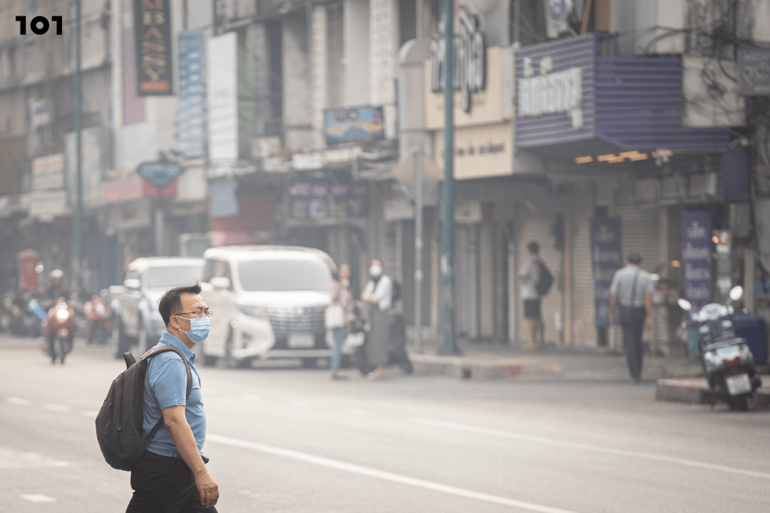 ประดิพัทธ์ ฝุ่น PM 2.5 ถนน คนใส่หน้ากาก ผู้ชาย