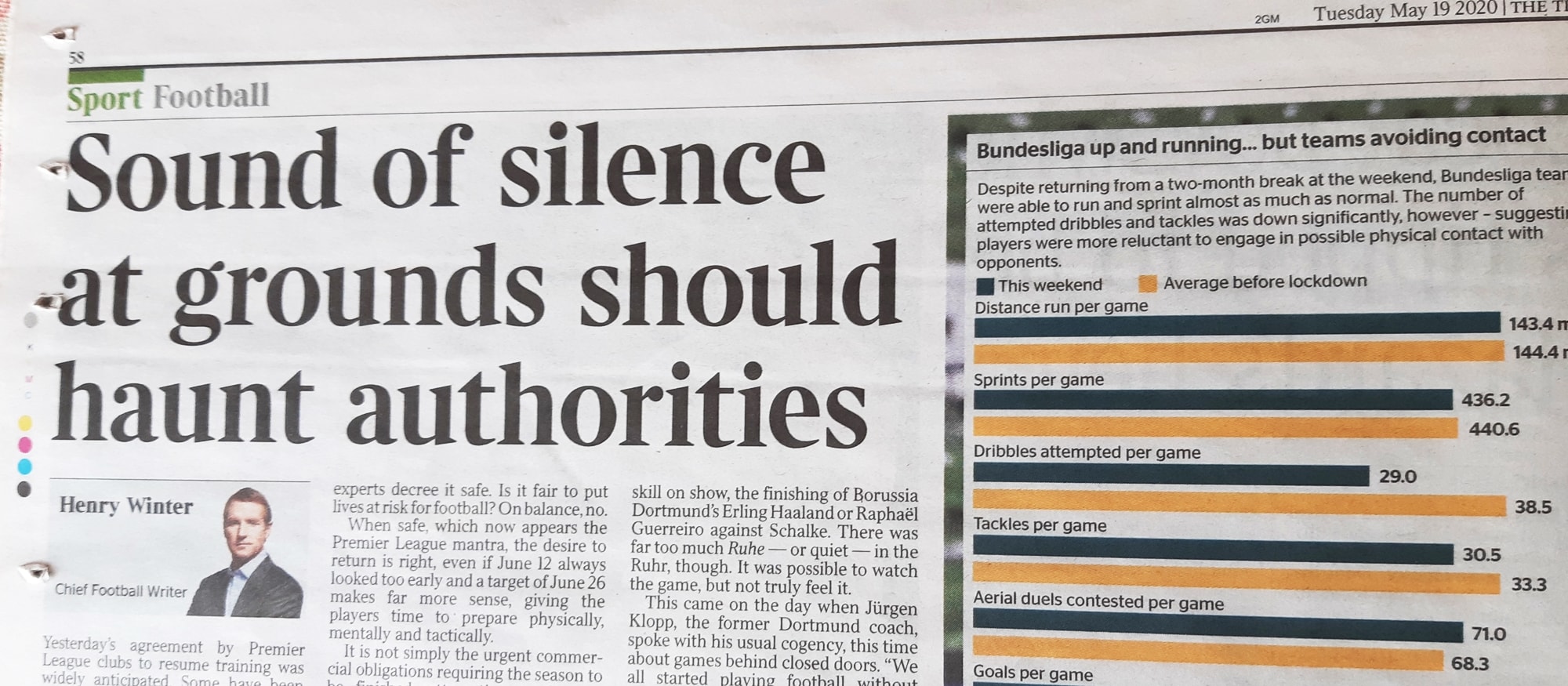 ภาพจากหนังสือพิมพ์ The Times Sound of Silence at grounds should haunt authorities